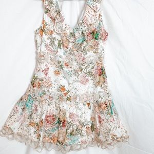 Boho Crochet Floral Print Mini Dress